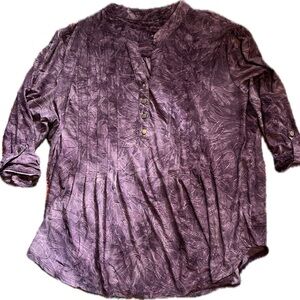 Women's NY Collection Purple Button-Up Top